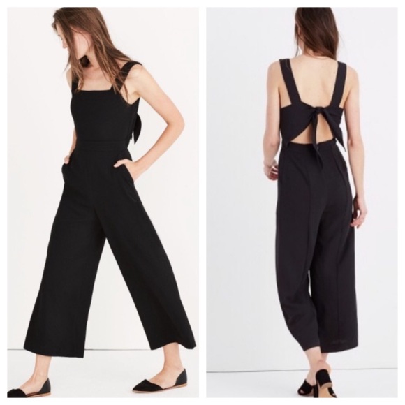 Madewell Pants - Madewell Open Bow Back Black Jumpsuit. NEW